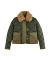 Giubbino cropped Donna con colletto pelliccia, Verde