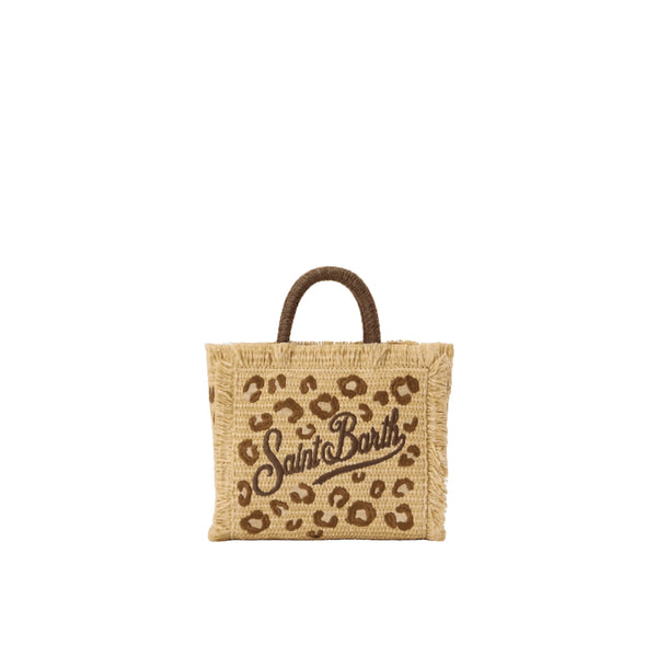 SAINT BARTH Borsa Vanity Mini Paglia Leopardata