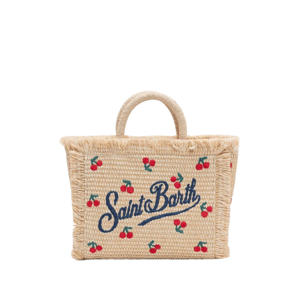 SAINT BARTH Borsa Shopping Ciliegie Ricamo e Frange