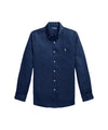 RALPH LAUREN Camicia Uomo Lino Custom Fit Blu Newport