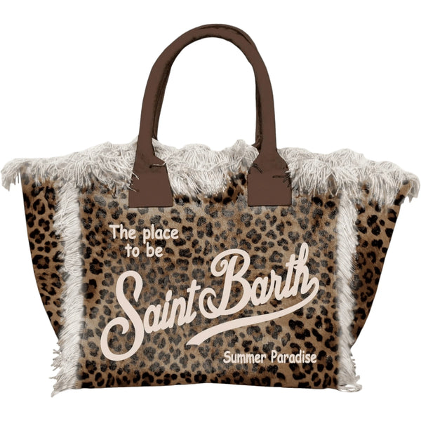 Borsa a Mano Donna SAINT BARTH Cotone Sand Leopard VAMI001