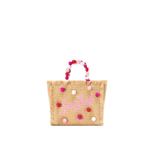 SAINT BARTH Borsa Vanity Mini Paglia Perline