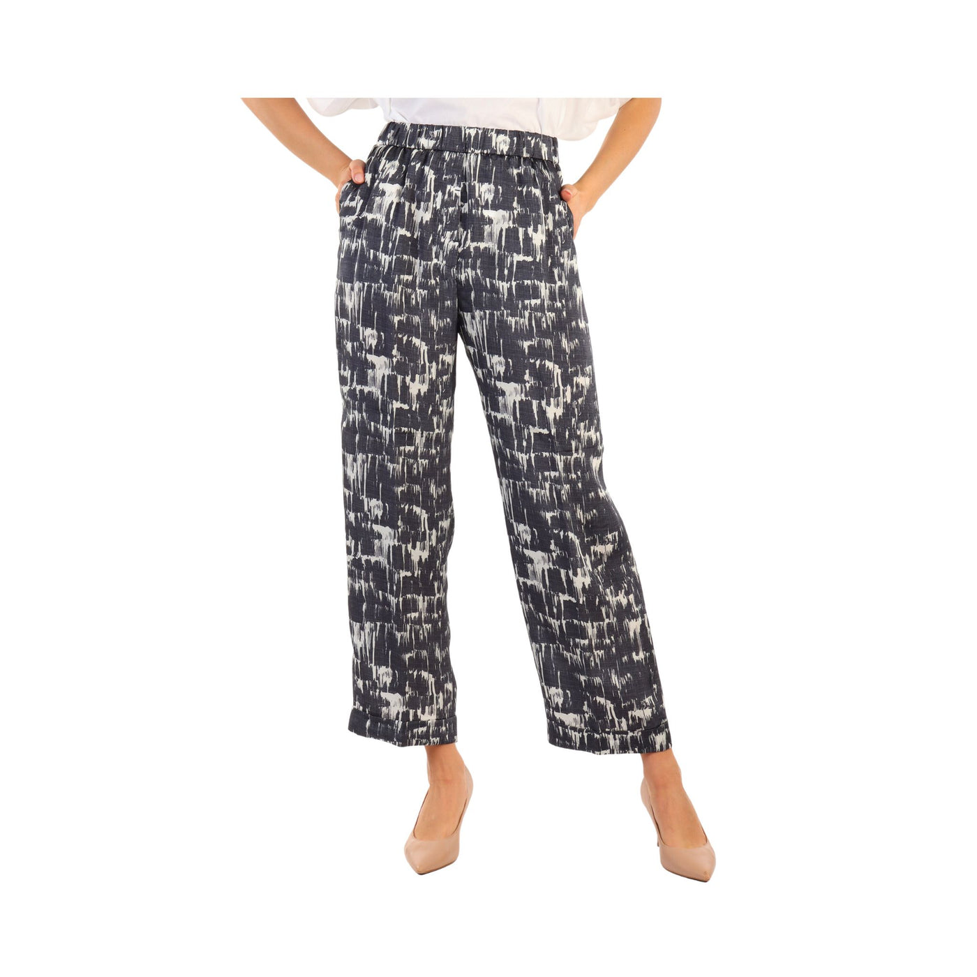 Women's trousers with colored pattern