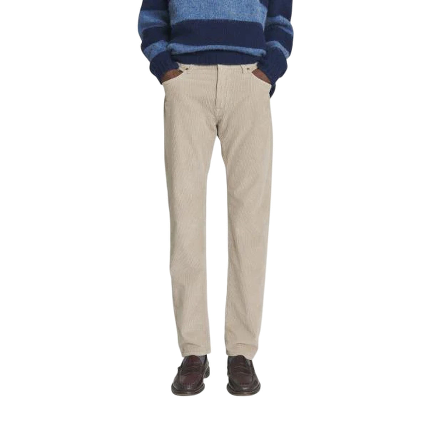 Pantalone Uomo in velluto Beige, con cinque tasche e salpa in tessuto