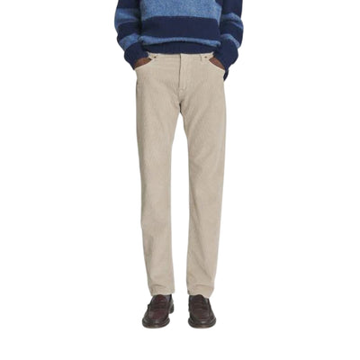 Pantalone Uomo in velluto Beige, con cinque tasche e salpa in tessuto