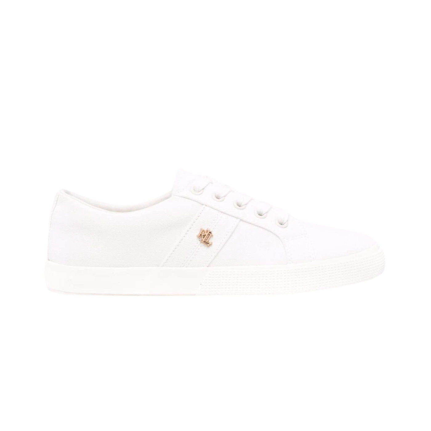 Women's shoes in canvas with gold logo