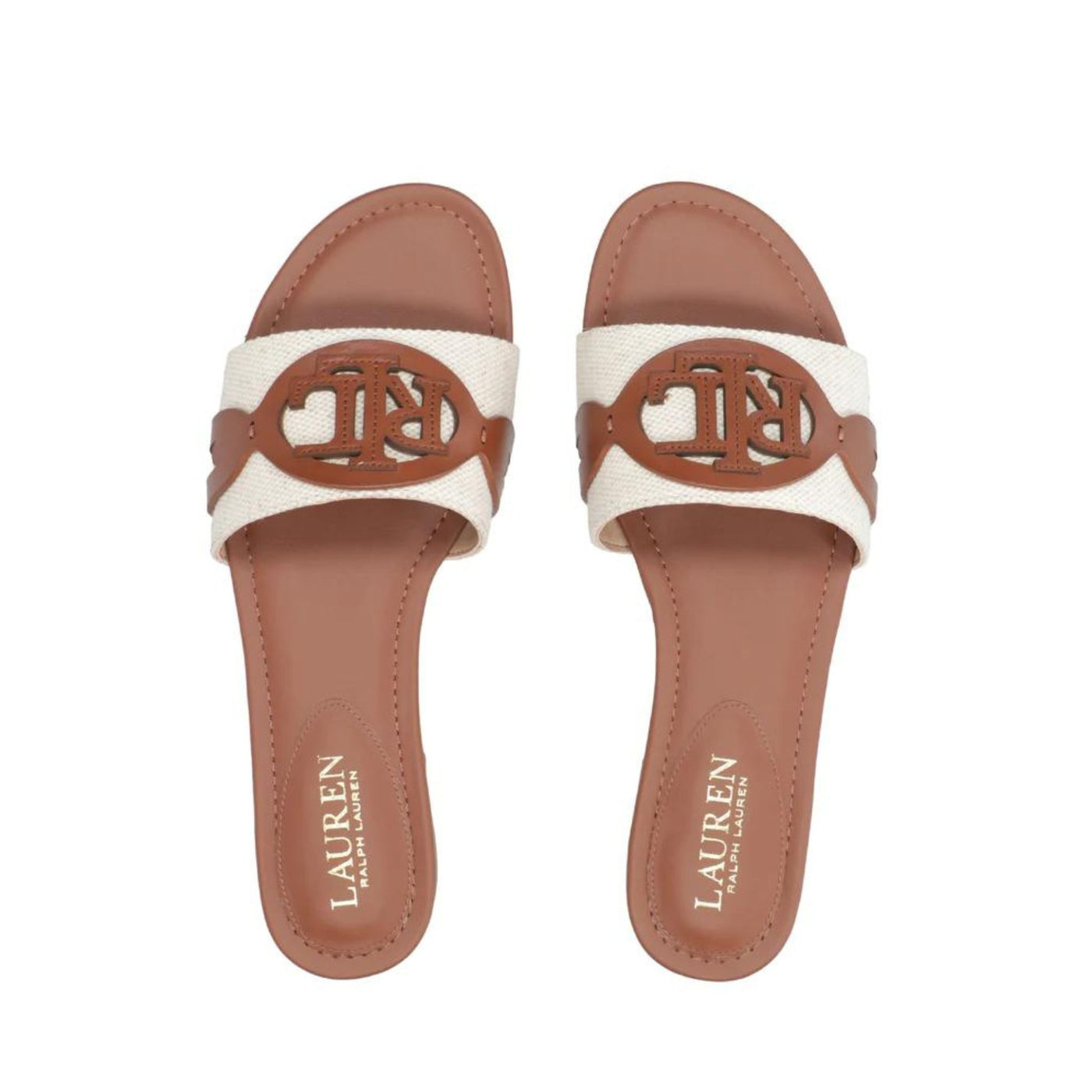 Women's sandals with leather logo