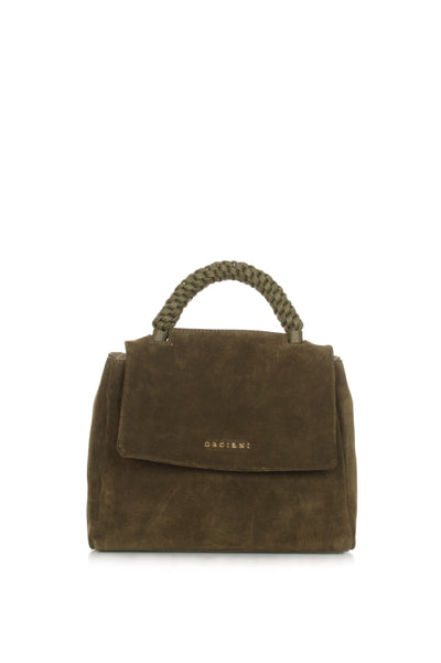 Orciani Borsa a Mano Suede Verde Bosco Donna