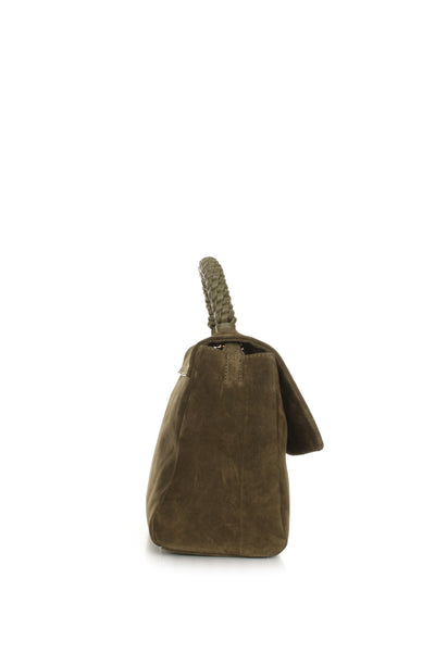 Orciani Borsa a Mano Suede Verde Bosco Donna