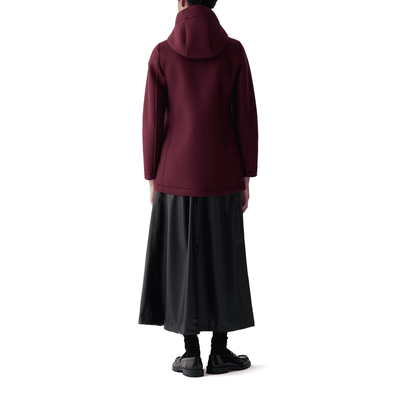 Cappotto in panno di lana con cappuccio