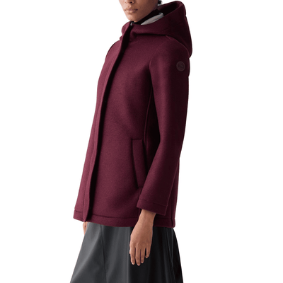 Cappotto in panno di lana con cappuccio