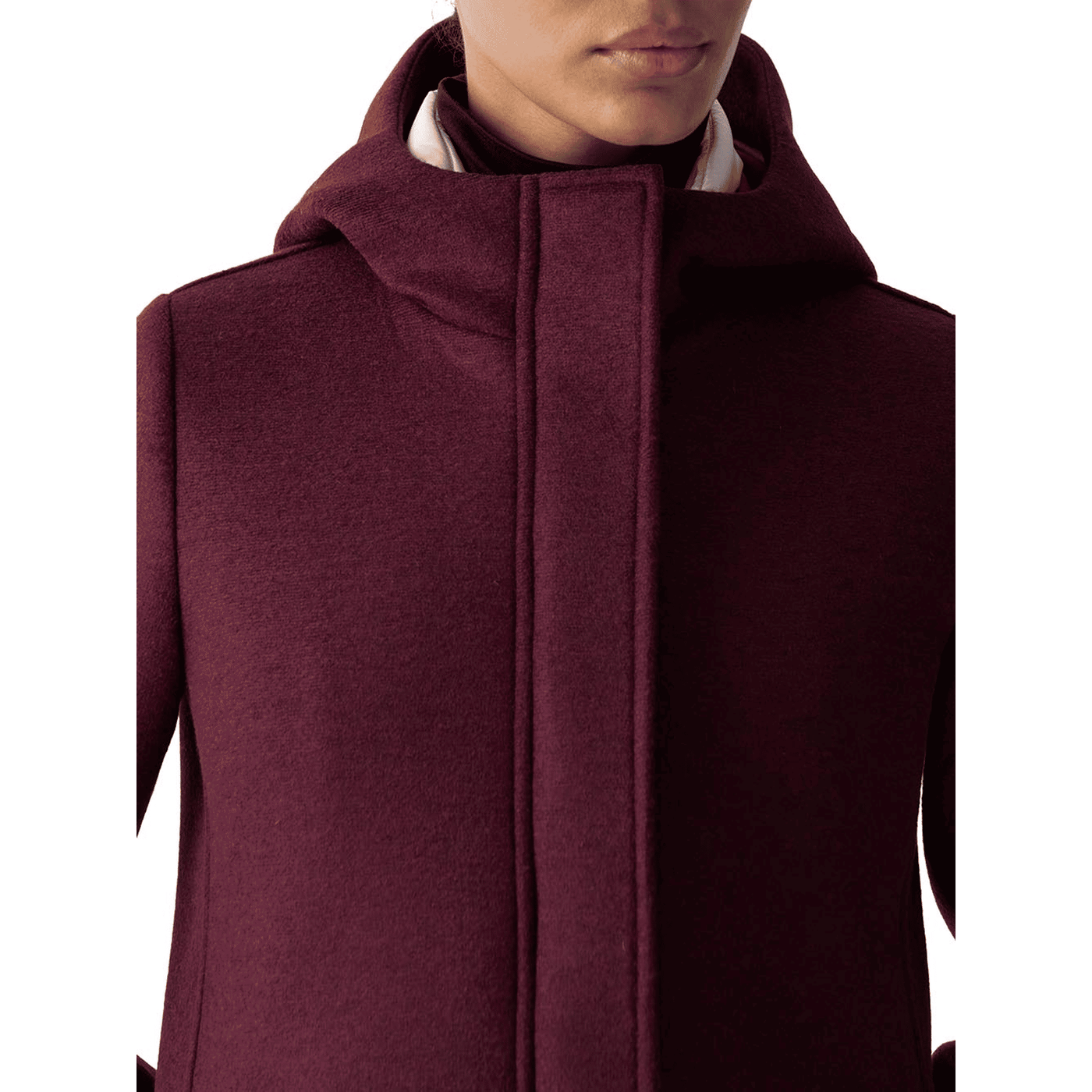 Cappotto in panno di lana con cappuccio