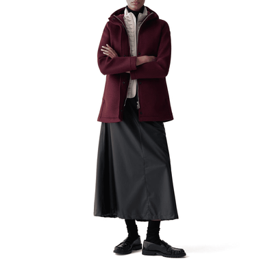 Cappotto in panno di lana con cappuccio
