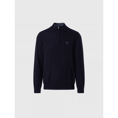 Maglione in misto cashmere con mezza zip