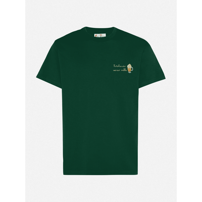 T-shirt Arnott warm touch in cotone verde con ricamo Rotolando verso valle
