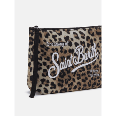 Pochette Aline effetto lana con stampa leopardata