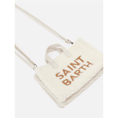 Mini borsa porta telefono Phone Bag Teddy in sherpa bianco