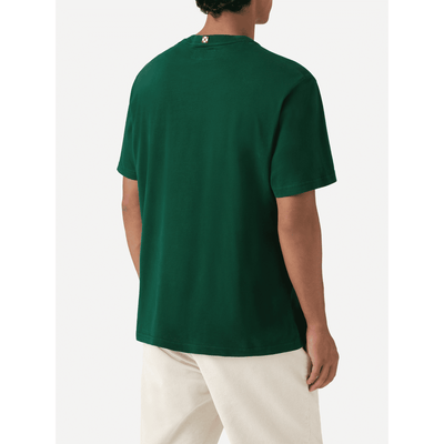 T-shirt Arnott warm touch in cotone verde con ricamo Rotolando verso valle