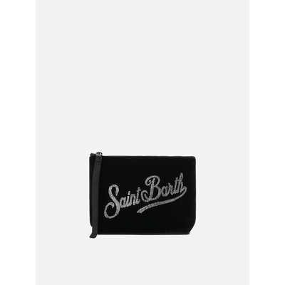 Pochette Aline Velvet in velluto nero e strass