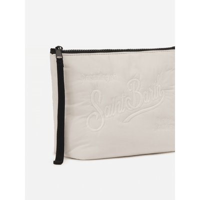 Pochette Aline Puffer in nylon imbottito beige