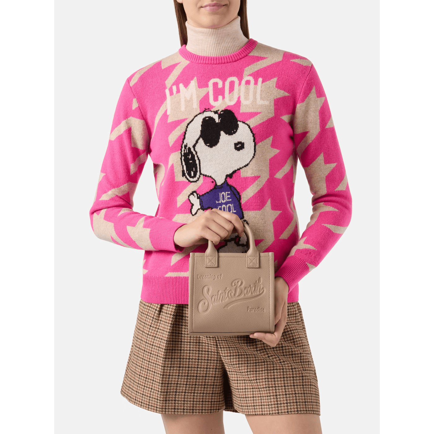 Borsa a spalla Vanity Bag Mini in pelle martellata nocciola