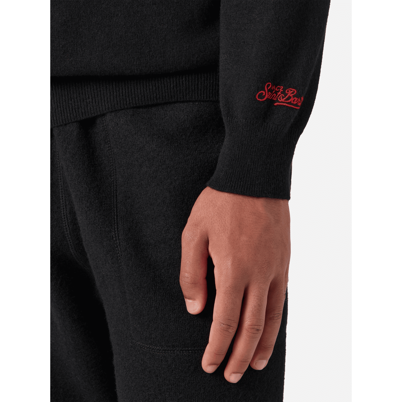 Maglione Heron light nero con jacquard Yuppies e ricamo | YUPPIES SPECIAL EDITION