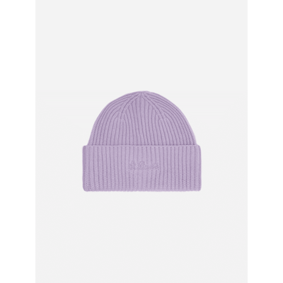 Berretto Moss in maglia lilla a coste con ricamo St. Barth
