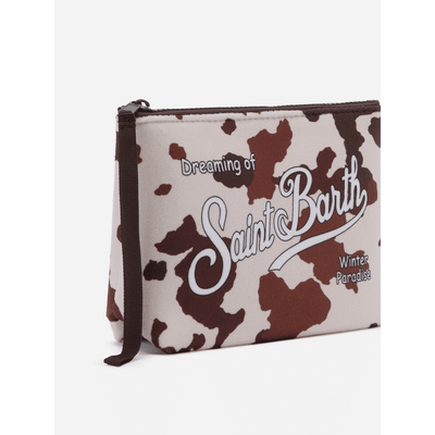 Pochette Aline effetto lana a con stampa muccata