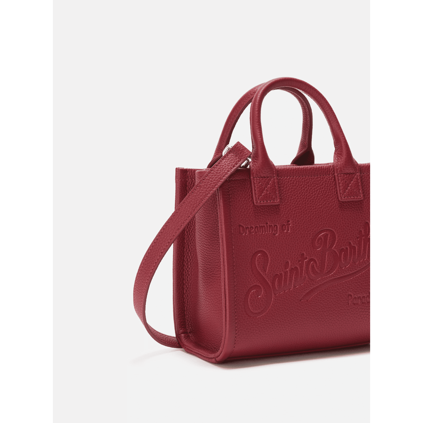 Borsa a spalla Vanity Bag Mini in pelle martellata bordeaux