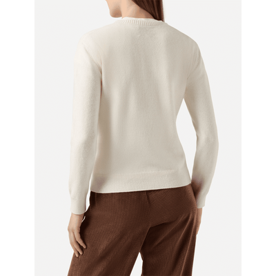 Maglione New Queen in misto cashmere bianco con ricamo lurex Favolosa