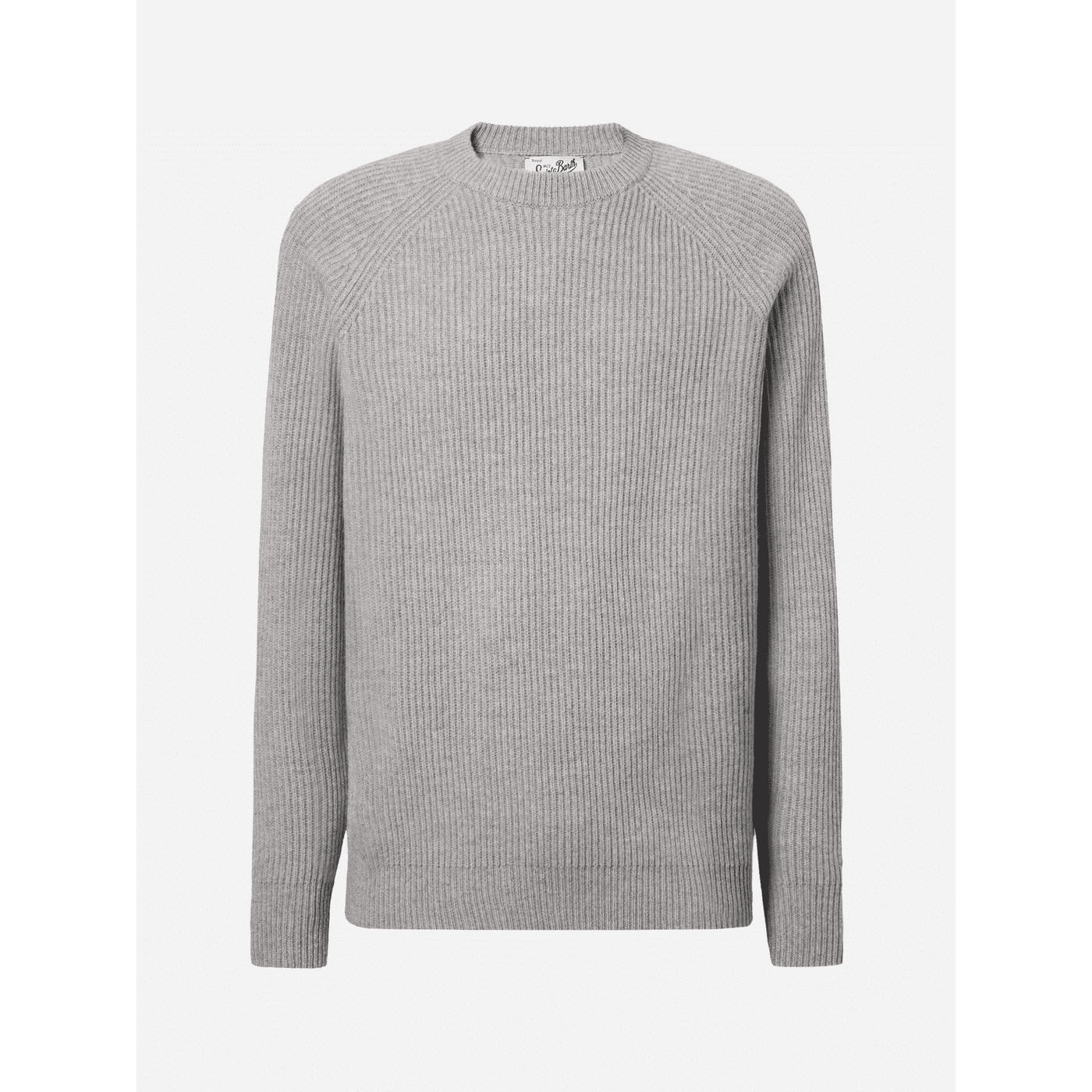 Maglione Marine in pura lana grigio melange a coste inglesi