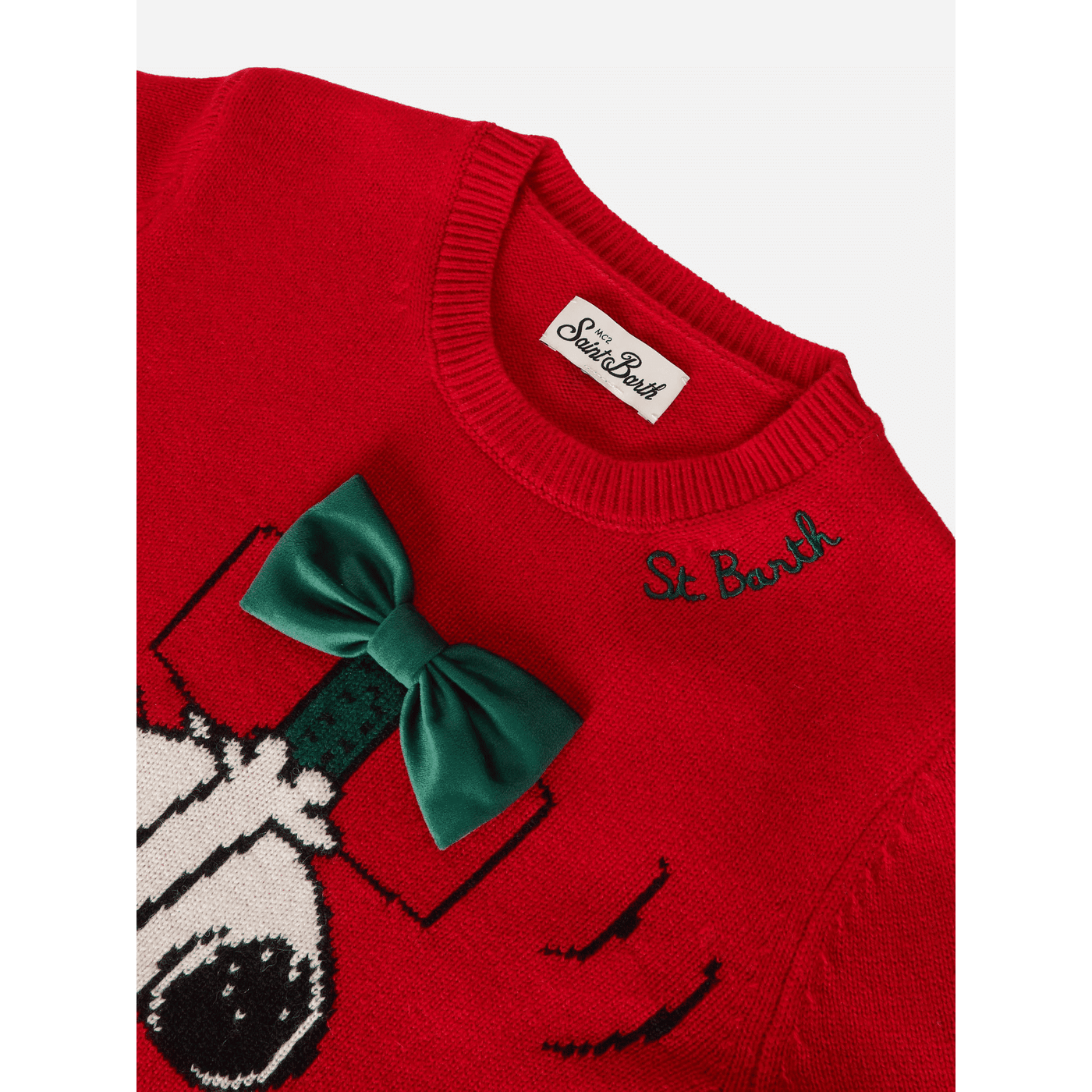 Maglione  Princess in misto cashmere con jacquard Snoopy con applicazione fiocco velluto | PEANUTS SPECIAL EDITION