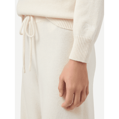 Maglione New Queen in misto cashmere bianco con ricamo Sono molto tonica