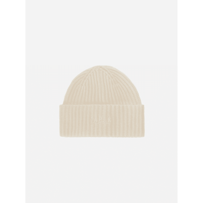 Berretto Moss Jr in maglia bianca a coste con ricamo St. Barth