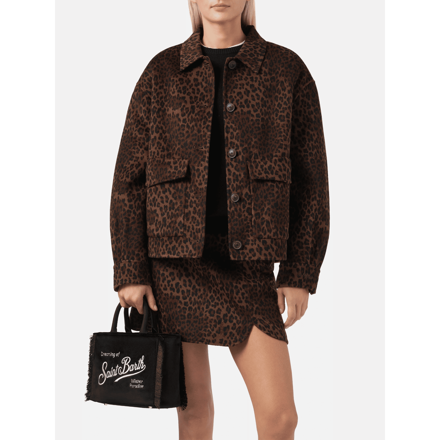 Borsa a mano Vanity Mini Velvet in velluto e faux suede nero