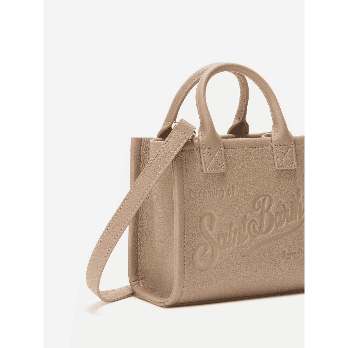 Borsa a spalla Vanity Bag Mini in pelle martellata nocciola