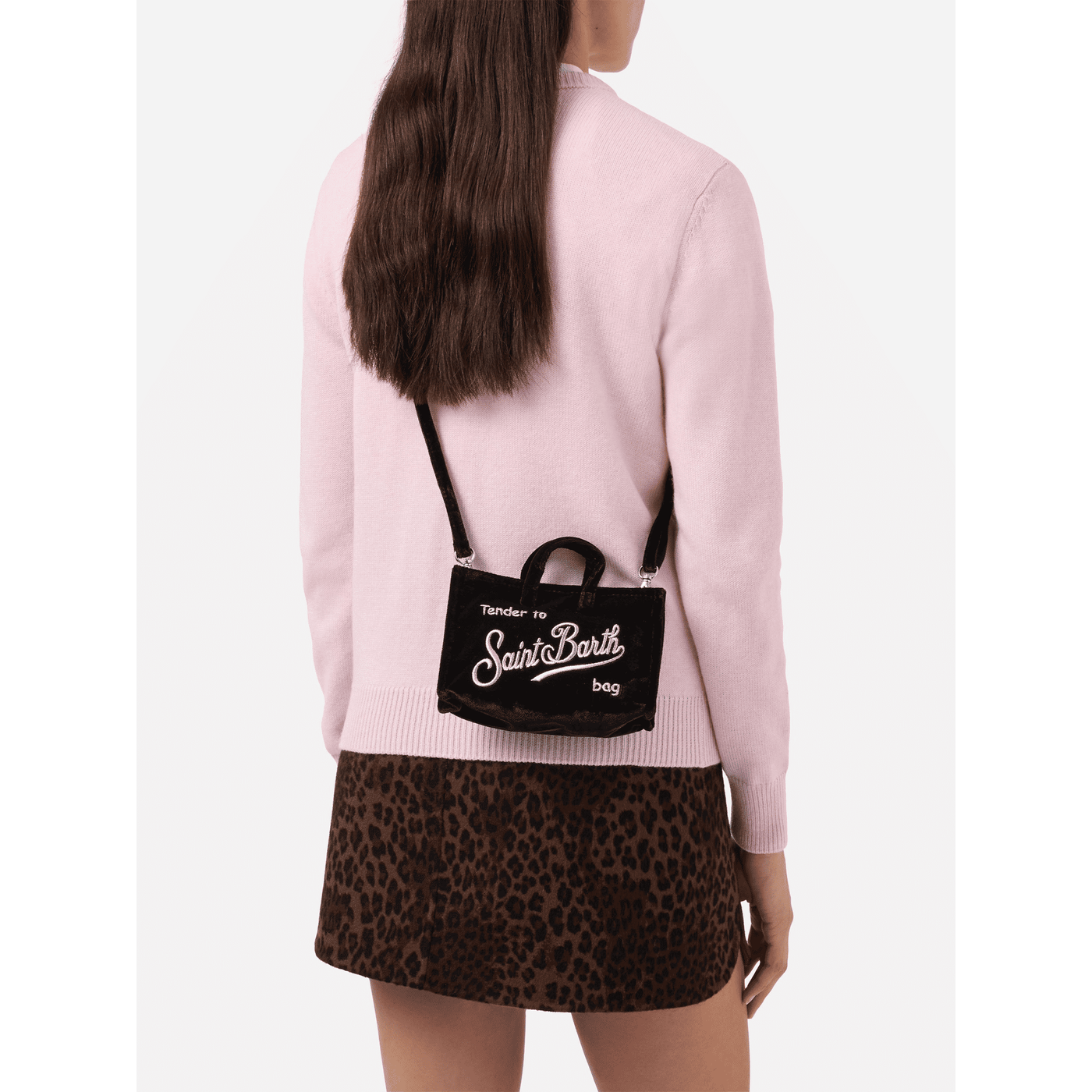 Mini borsa porta telefono Phone Bag Velvet in velluto nero