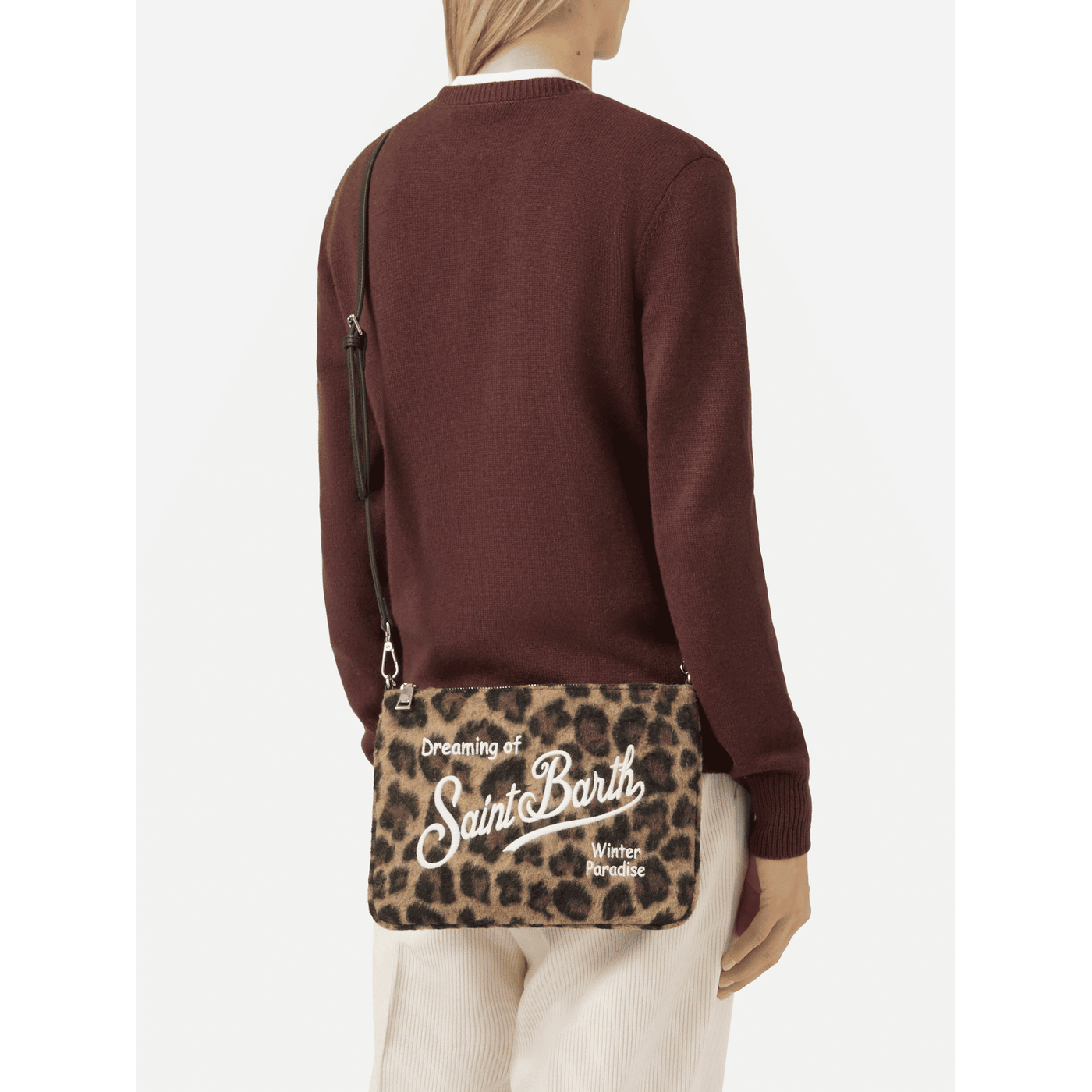 Borsa crossbody Parisienne Felt in misto lana leopardata