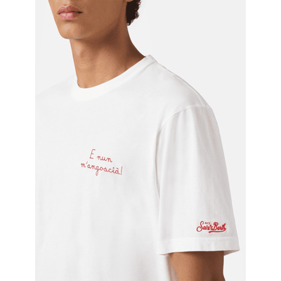 T-shirt Arnott Warm in cotone invernale bianco con ricamo E nun m'angosci | VACANZE DI NATALE SPECIAL EDITION