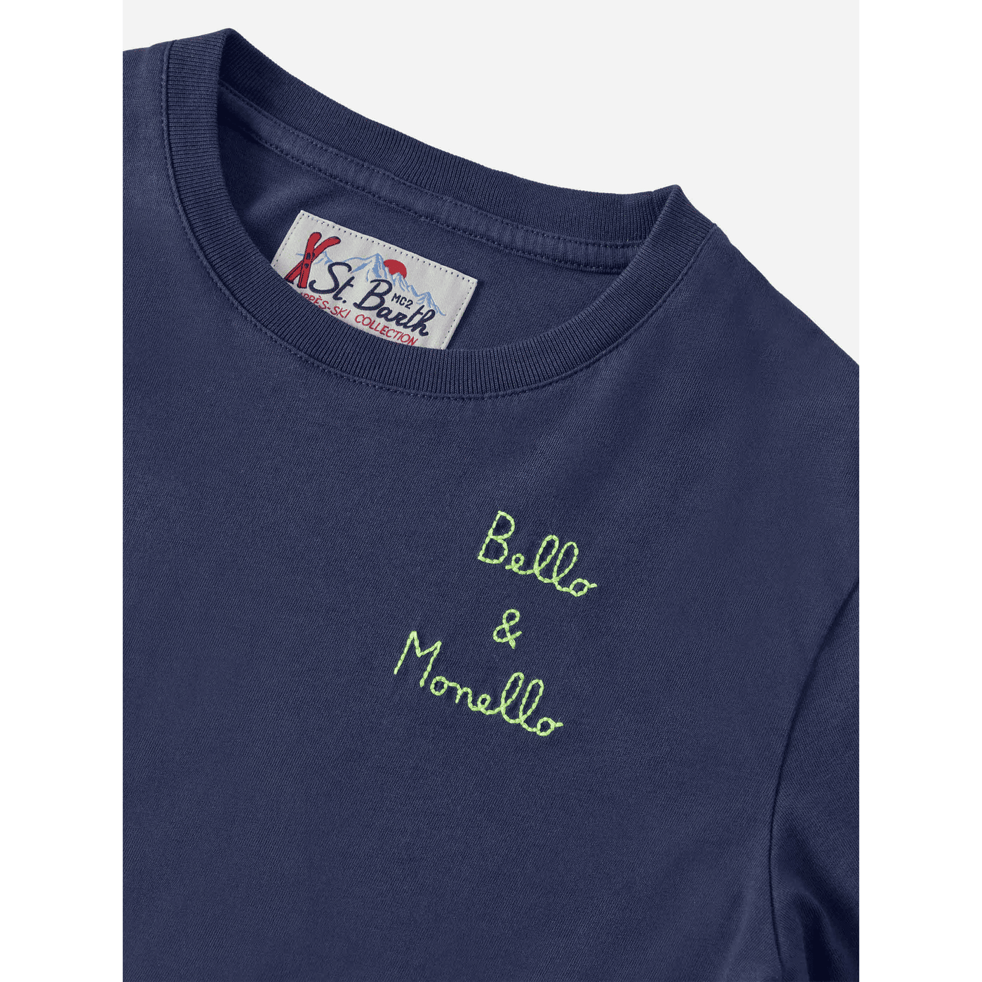 T-shirt Luton in cotone blu a maniche lunghe con ricamo Bello e Monello