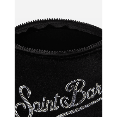 Pochette Aline Velvet in velluto nero e strass