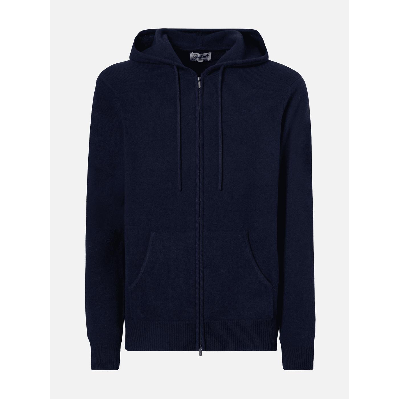 Felpa in lambswool Notting blu notte con cappuccio