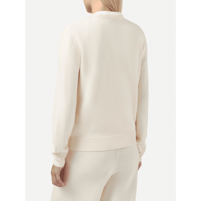 Maglione New Queen in misto cashmere bianco con ricamo Sono molto tonica