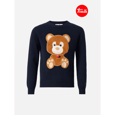 Maglione Douglas  in misto cashmere con patch Orso Trudi | TRUDI SPECIAL EDITION