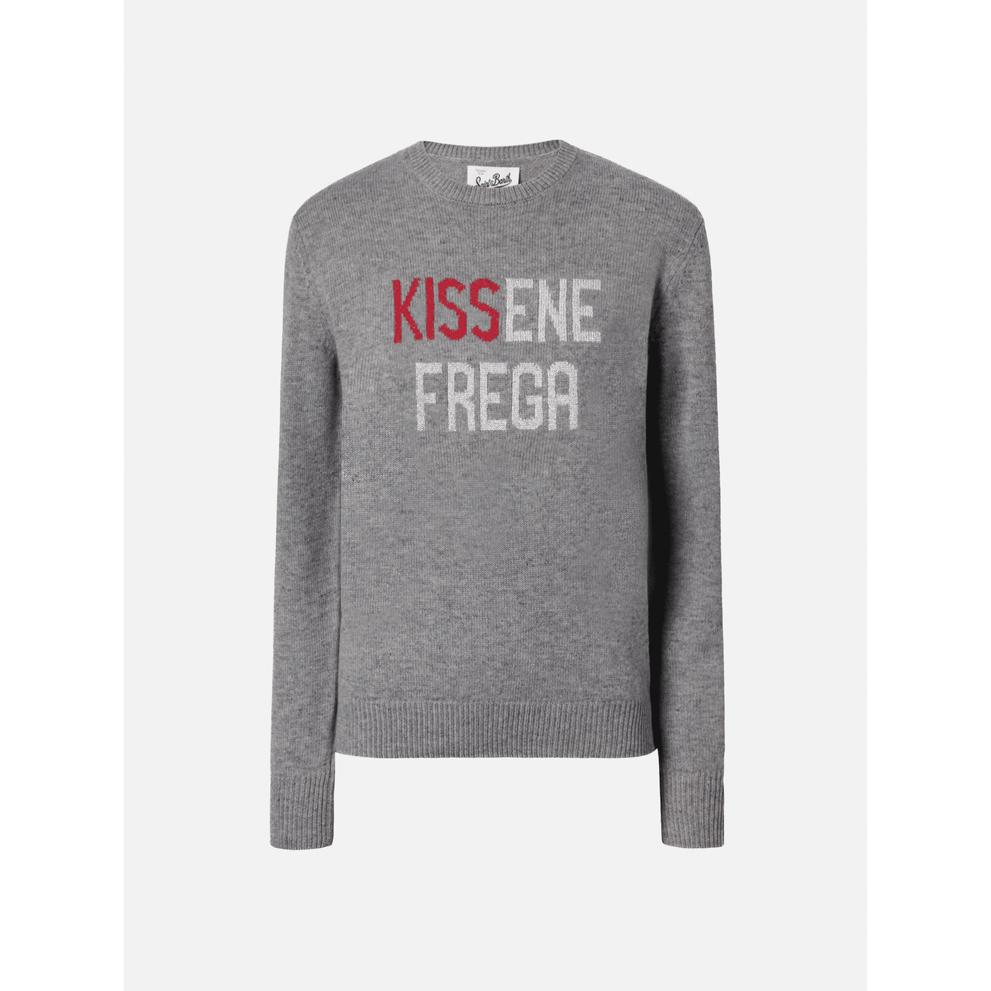 Maglione New Queen in misto cashmere grigio con jacquard lurex Kissenefrega