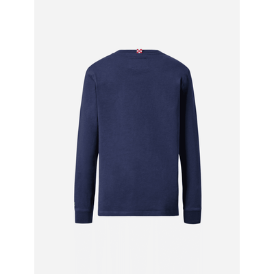 T-shirt Luton in cotone blu a maniche lunghe con ricamo Bello e Monello