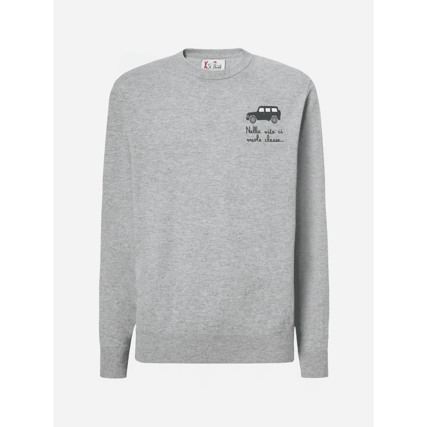 Maglione a girocollo Heron Light con ricamo Nella vita ci vuole classe