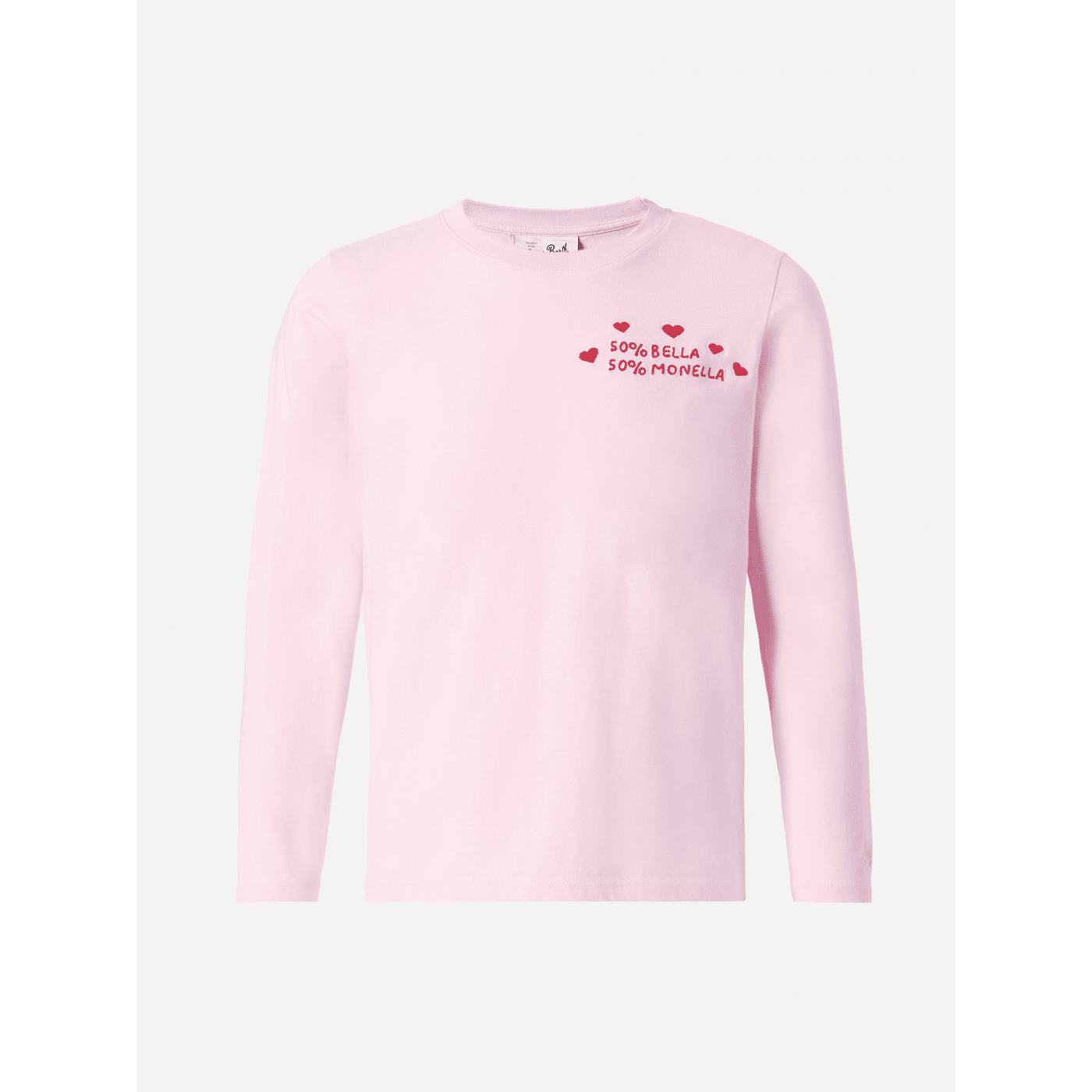 T-shirt Penny in cotone rosa a maniche lunghe con ricamo Bella e Monella