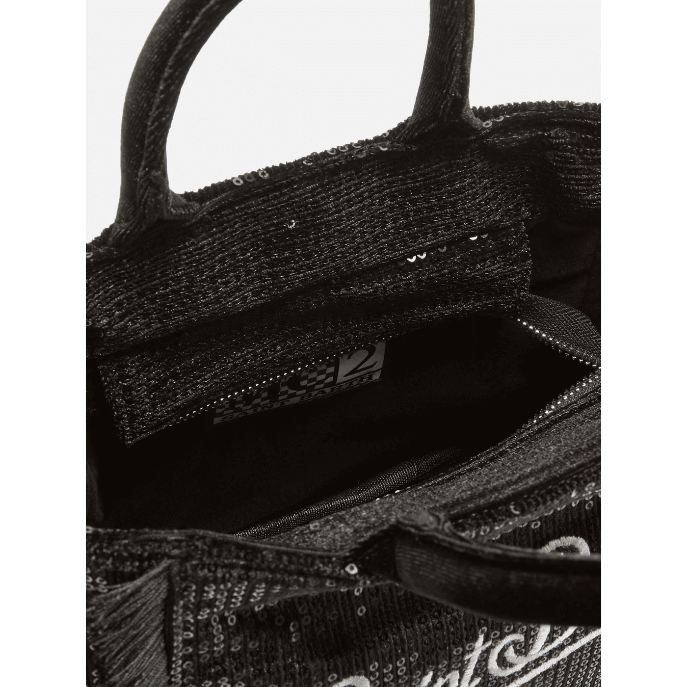 Borsa a mano Vanity Mini Velvet in velluto e paillettes nero