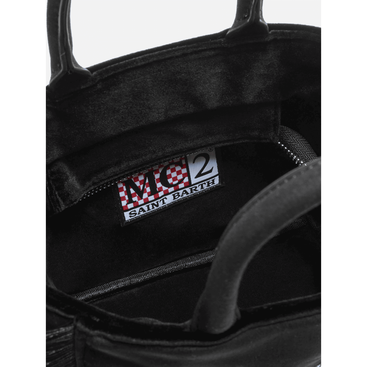 Borsa a mano Vanity Mini Velvet in velluto e faux suede nero